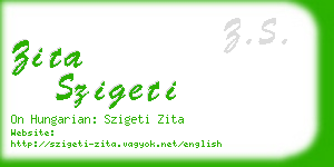 zita szigeti business card